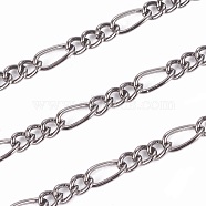 Iron Handmade Chains Figaro Chains Mother-Son Chains, Unwelded, Gunmetal, with Spool, Mother Link:3x7mm, Son Link:2.5x4mm, about 328.08 Feet(100m)/roll(CHSM001Y-B)
