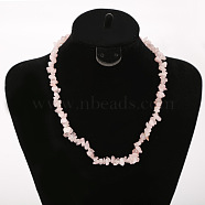 Natural Rose Quartz Beads Necklace, with Alloy Chain For Women, 17.72 inch(45cm)(FS-WG9F5E2-10)