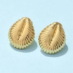 304 Stainless Steel Stud Earrings, Ion Plating(IP), Textured Teardrop, Real 18K Gold Plated, 20x16.5mm(EJEW-U047-25G)