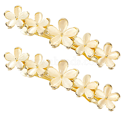 3Pcs Flower Alloy Cat Eye Hair Barrettes, Hair Accessories for Women Girl, Golden, 67x18.5x15mm(PHAR-BBC0001-01)