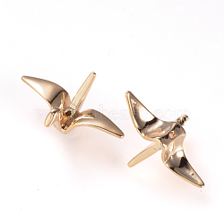 Brass Beads, Paper Crane, Nickel Free, Real 18K Gold Plated, 15x23x10mm, Hole: 1mm(KK-R037-261G)