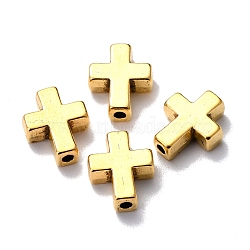Tibetan Style Alloy Beads, Lead Free, Cross, Antique Golden, 14.5x12x5mm, Hole: 2mm(TIBE-XCP0000-28AG-LF)