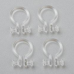 Plastic Clip-on Earring Findings, for Non-pierced Ears, Clear, Hole: 0.6mm, 11x8x1.2mm(KY-P001-06A)