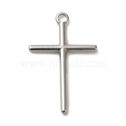 Non-Tarnish 304 Stainless Steel Pendants, Cross Charms, Stainless Steel Color, 34x22x2mm, Hole: 2.5mm(STAS-R223-06A)