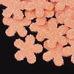 Non Woven Fabric Costume Accessories, with Plastic and Resin Rhinestones, Hair Findings Accessories, Flower, Coral, 48x49x3.5mm(FIND-T063-006A-04)