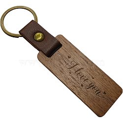 Walnut Wood Keychain, Key Chain Tags, Wood Photo Keychains for DIY Gift, with Alloy Key Ring, Word, 110~115x25~27mm(KEYC-WH0044-003)