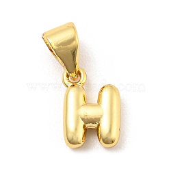 Brass Charms, Real 18K Gold Plated, Long-Lasting Plated, Lead Free & Cadmium Free, Letter Charm, Letter H, 9.5x6x2.5mm, Hole: 5x3.5mm(KK-Z027-14G-H)