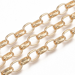 Iron Rolo Chains, Belcher Chains, Unwelded, with Spool, Light Gold, 10x8x2.5mm, about 82.02 Feet(25m)/roll(CH-T001-03KC)