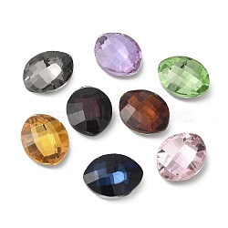 Glass Rhinestone Cabochons, Flat Back & Back Plated, Faceted, Oval, Mixed Color, 23x18x7.5~8mm(GLAA-B012-68)