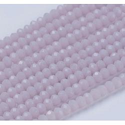 Opaque Solid Color Glass Bead Strands, Imitation Jade, Faceted, Rondelle, Thistle, 3x2mm, Hole: 0.8mm, about 185~190pcs/strand, 14.9~17.3 inch(38~44cm)(X-GLAA-F076-A12)