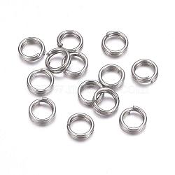 304 Stainless Steel Split Rings, Double Loops Jump Rings, Stainless Steel Color, 6x1.5mm, 4mm inner diameter(STAS-F117-14P-6mm)