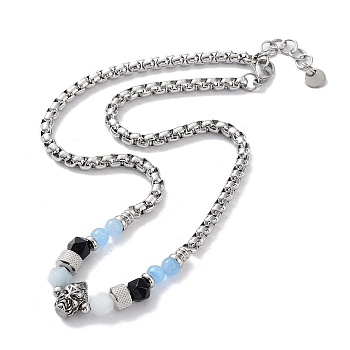 Natural Mixed  Gemstone with 201 Stainless Steel Necklaces, 20.67 inch(52.5cm)