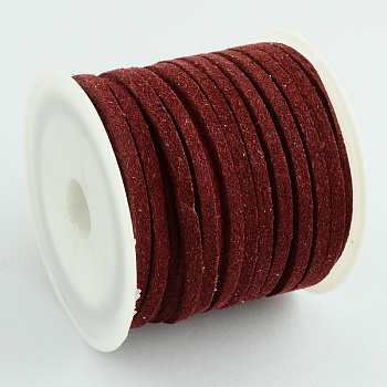 Faux Suede Cord, Faux Suede Lace, Dark Red, 4x1.5mm, about 5.46 yards(5m)/roll, 25rolls/bag