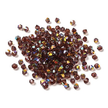 Transparent Glass Beads, Faceted, Bicone, Coconut Brown, 3.5x3.5x3mm, Hole: 0.8mm, 720pcs/bag. 