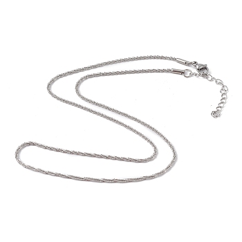 304 Stainless Steel Bone Rope Chain Necklace for Women, Stainless Steel Color, 17.99 inch(45.7cm), Wide: 1.5mm