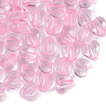Transparent Acrylic Beads, Heart, Pink, 8x8.5x5.5mm, Hole: 2.5mm, about 2030pcs/500g
