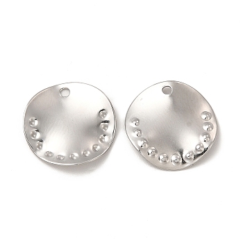 304 Stainless Steel Pendants, Flat Round Charm, Stainless Steel Color, 15.5x2mm, Hole: 1.4mm