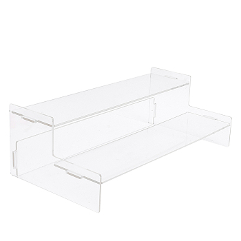 2-Tier Acrylic Action Figure Display Risers, Model Toy Assembled Organizer Holders, for Minifigures, Toys, Collections Display, Clear, Finish Product: 32x16x10cm