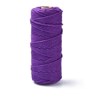 Cotton String Threads, for DIY Crafts, Gift Wrapping and Jewelry Making, Indigo, 3mm, about 109.36 Yards(100m)/Roll