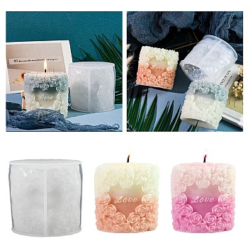 DIY Silicone Candle Molds, for Candle Making, Column with Flower, Clear, 78x80x10mm