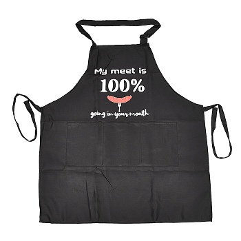 Polyester Sleeveless Apron, with Double Shoulder Belt, for Household Cleaning Cooking, Black, 825x700mm