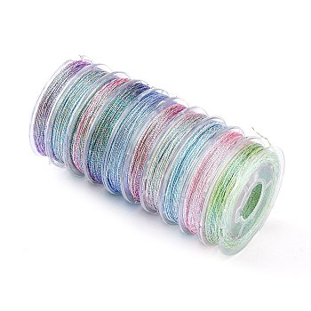 10 Rolls 3-Ply Metallic Polyester Threads, Round, for Embroidery and Jewelry Making, Purple, 0.3mm, about 24 yards(22m)/roll, 10 rolls/group