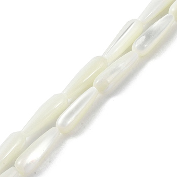 Natural White Shell Beads, Teardrop, White, 16x5mm, Hole: 0.8mm