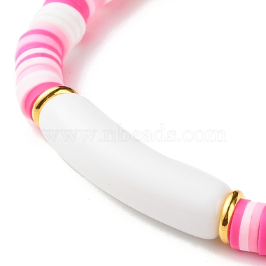 Bracelet extensible en perles acryliques tube incurvé pour adolescente femme(BJEW-JB06942)-4