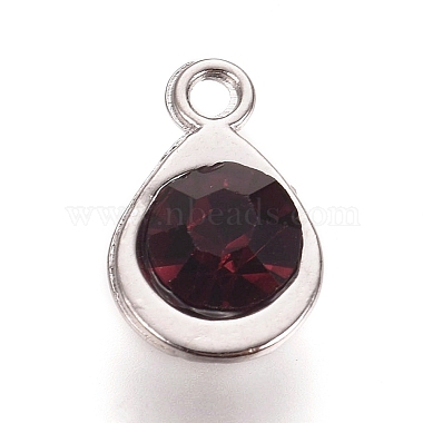 Platinum Teardrop Alloy+Glass Charms