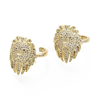 Men's Brass Micro Pave Clear Cubic Zirconia Cuff Rings(RJEW-S045-030G-NR)-2