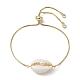 Natural Shell & Pearl Links Slider Bracelet(BJEW-JB09691)-1