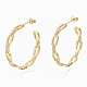 Boucles d'oreilles en laiton semi-circulaire micro pave zircone cubique clair(EJEW-N015-01)-1