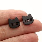 304 Stainless Steel Studs Earring, Jewelry for Women, Black, 10x11mm(PW23042590186)