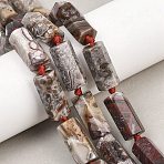 Natural Mexican Crazy Lace Agate Beads Strands, Polyhedral  Column, Faceted, 22~23x11~11.5x10mm, Hole: 1mm, about 16pcs/strand, 16.93''(43cm)(G-B196-C01-01)