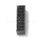 Brass Micro Pave Black Cubic Zirconia Slide Charms, Rectangle Lead Free & Cadmium Free, Rack Plating, Long-Lasting Plated, Gunmetal, 12.5x4x6.5mm, inner size: 3x10mm(KK-A300-12B)