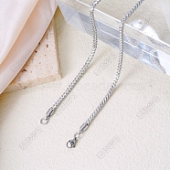 Fashionable Style 3mm Stainless Steel Wheat Chain Necklaces, Stainless Steel Color, 22.83 inch(58cm)(RG7928-2)