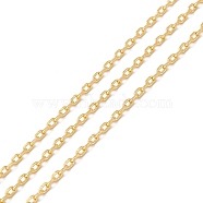 Brass Cable Chains, Long-Lasting Plated, Soldered, with Spool, Cadmium Free & Lead Free, Real 18K Gold Plated, 2.2x1.4x0.4mm(CHC-O001-09G)