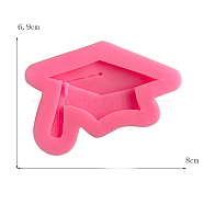 Graduation Theme Display Decoration Silicone Molds, for UV Resin, Epoxy Resin Craft Making, Grad Cap, Hot Pink, 60x80x11mm(SIMO-PW0001-430F)
