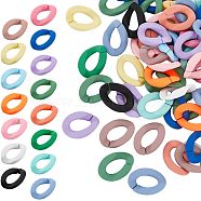 HOBBIESAY 120Pcs 15 Colors Spray Painted Acrylic Linking Ring, Quick Link Connectors, Rubberized Style, Twist, for Curb Chain Making, Mixed Color, 23x16x4.5mm, Inner Diameter: 13x7mm, 8pcs/color(OACR-HY0001-01)