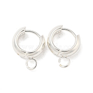 201 Stainless Steel Huggie Hoop Earring Findings, with Horizontal Loop and 316 Surgical Stainless Steel Pin, Silver, 11x3mm, Hole: 2.5mm, Pin: 1mm.(STAS-P283-01U-S)
