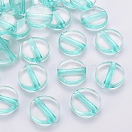 Transparent Acrylic Beads, Flat Round, Turquoise, 16x5mm, Hole: 2.8mm, about 480pcs/500g(TACR-S154-09A-68)