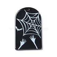 Halloween Opaque Printed Acrylic Pendants, Arch Charm, Spider, 42.5x24x2mm, Hole: 1.5mm(MACR-K330-35D)