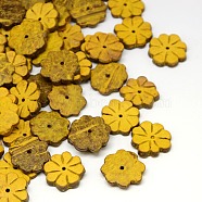 Dyed Wood Jewelry Findings Coconut Flower Beads, Yellow, 20x3mm, Hole: 1mm(COCO-O001-F01)