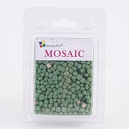 Glass Mosaic Tiles Cabochons, for Crafts Art, Imitation Jade, Square, Medium Sea Green, 4.8x4.8x3.5mm, about 200g/box(GLAA-G072-04L)