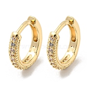Brass Micro Pave Clear Cubic Zirconia Hoop Earrings for Women, Light Gold, 11x2.5mm(EJEW-E295-26KCG)
