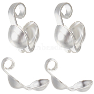 20Pcs 925 Sterling Silver Bead Tips, Calotte Ends, Clamshell Knot Cover, Silver, 12x3.5mm, Hole: 2mm(STER-BBC0005-40S)