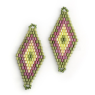 MIYUKI & TOHO Japanese Seed Beads, Handmade Links, Rhombus Loom Pattern, Orchid, 42.5~44x19~20x1.5~2mm, Hole: 1~2mm(X-SEED-S009-SP2-08)