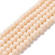 Glass Beads Strands, Faceted, Frosted, Rondelle, PeachPuff, 4mm, Hole: 1mm, about 123~127pcs/strand, 16.5~16.9 inch(42~43cm)(EGLA-A034-P4mm-MD05)