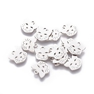 201 Stainless Steel Kitten Charms, Cat Head Shape, Stainless Steel Color, 12x12x1.1mm, Hole: 1.5mm(STAS-S105-T419)