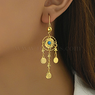 Exquisite Vintage Gold Circle Earrings with Unique Ethnic Style, Flat Round with Star, Dangle Earrings(IJ3689)